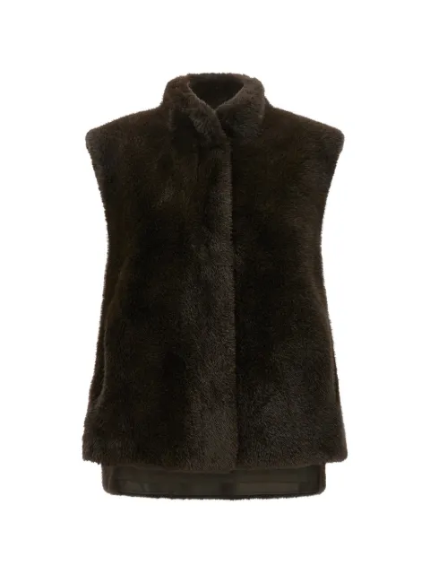 LOU ANDREA faux-fur side-slit vest