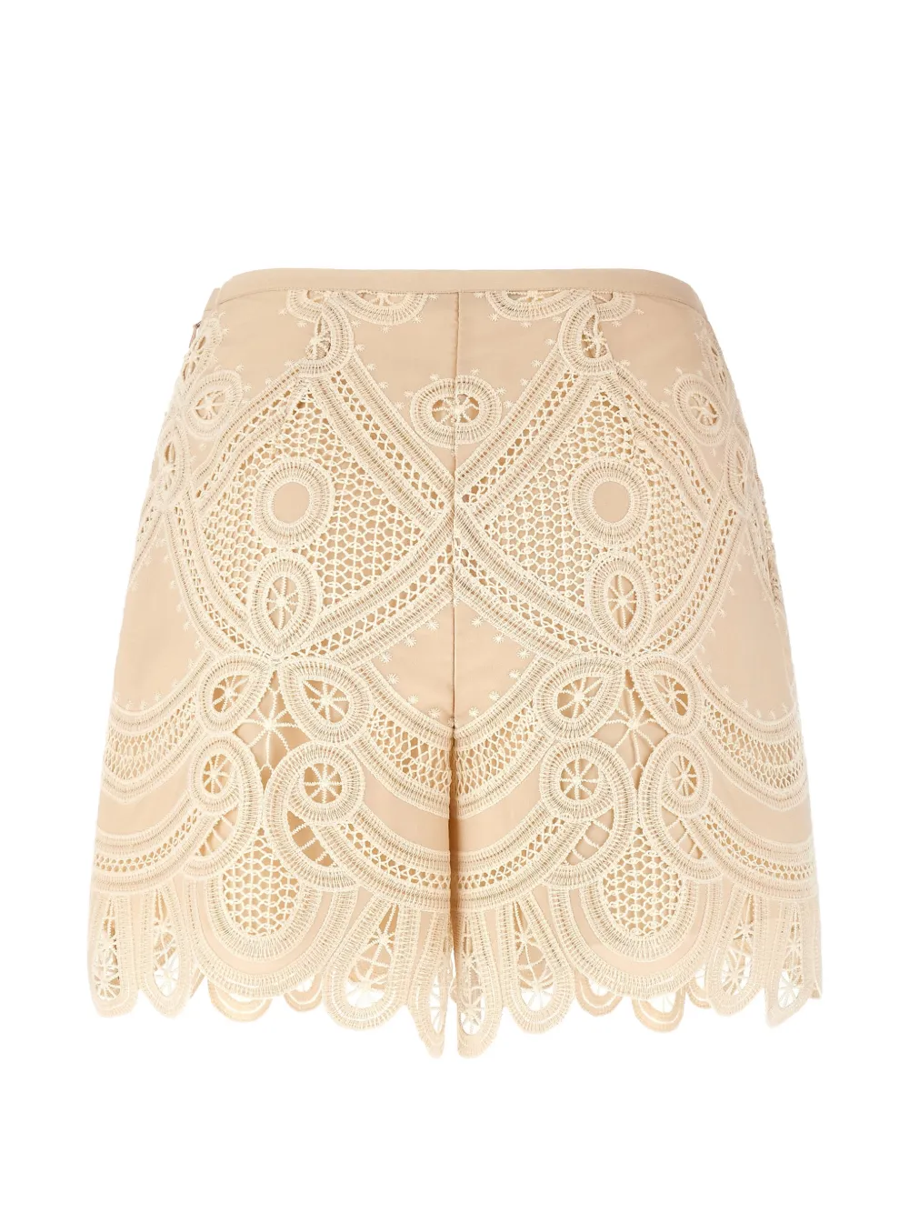 Elie Saab macramé-embroidered scalloped shorts Beige