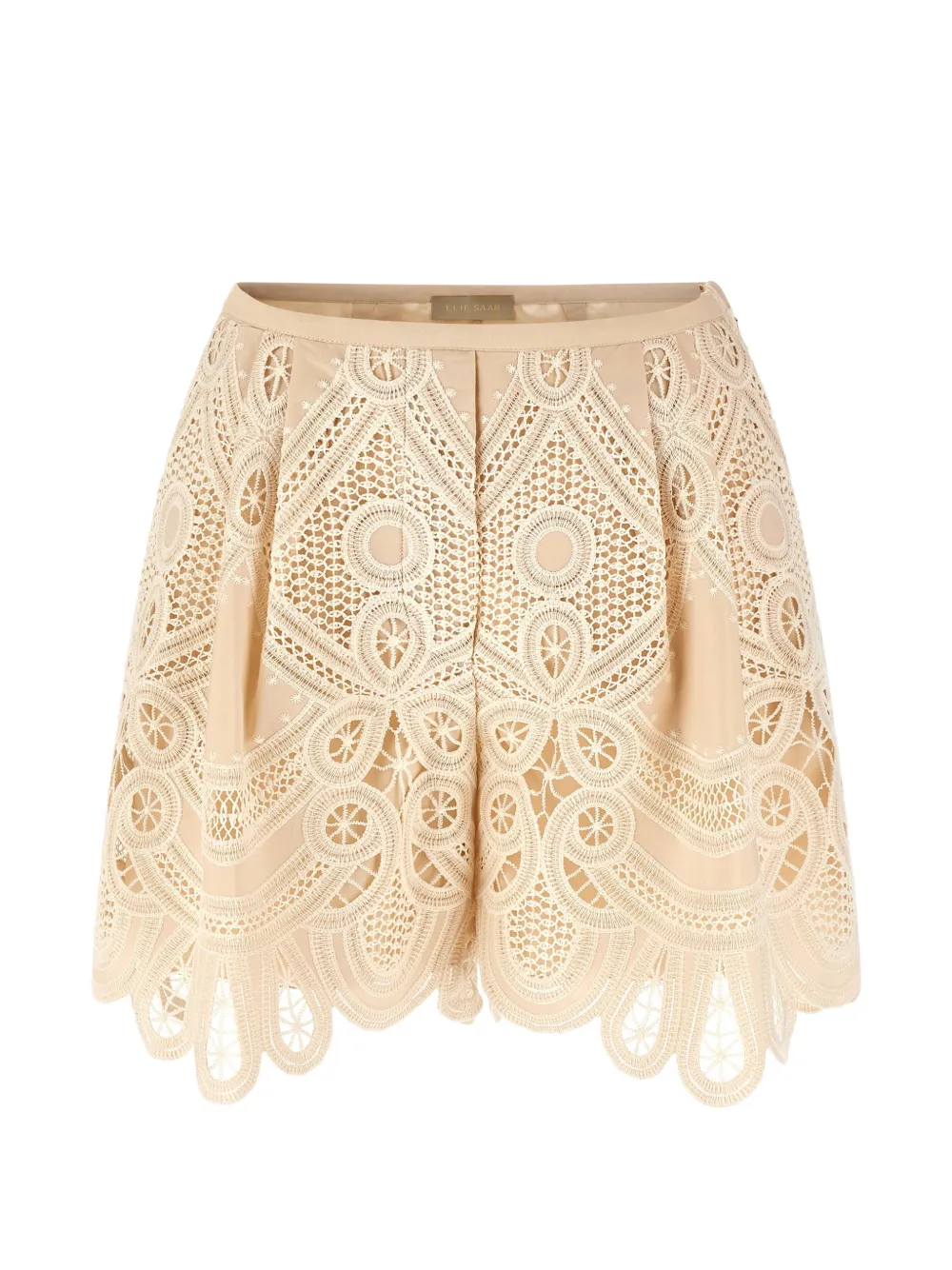 Elie Saab macramé-embroidered scalloped shorts