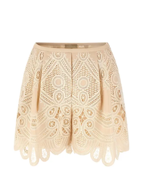 Elie Saab macramé-embroidered scalloped shorts