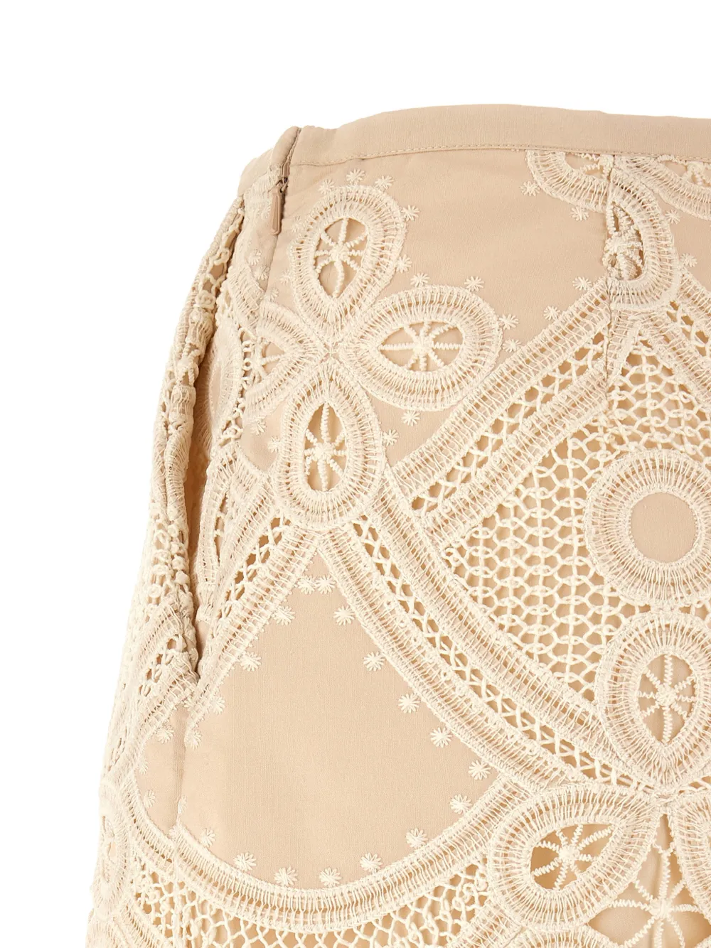 Elie Saab macramé-embroidered scalloped shorts Beige