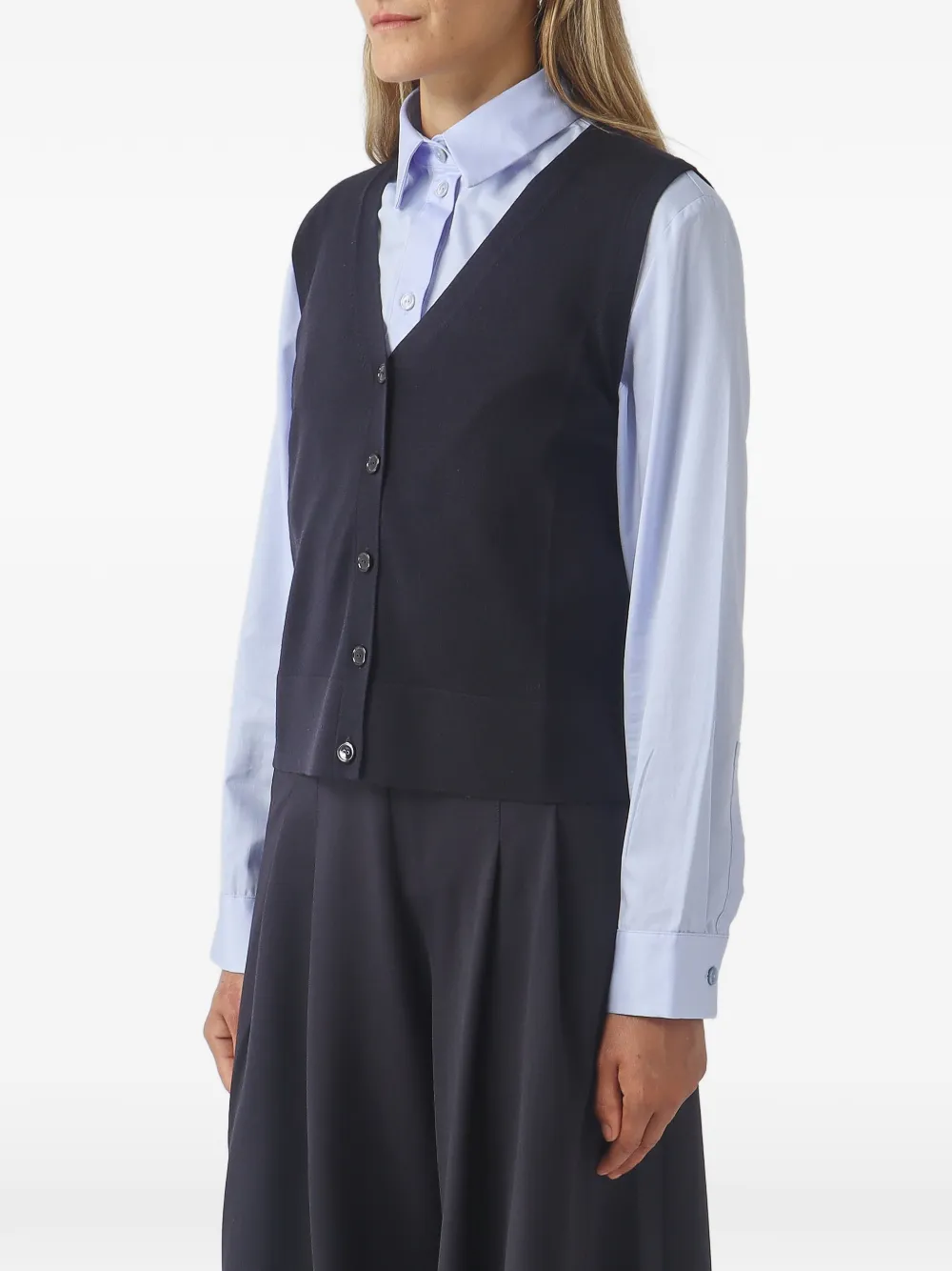 Max Mara Top met V-hals en knopen Zwart