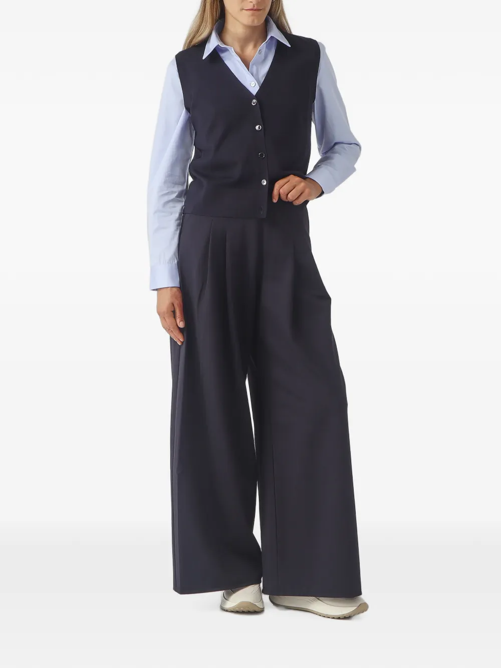 Max Mara Top met V-hals en knopen Zwart