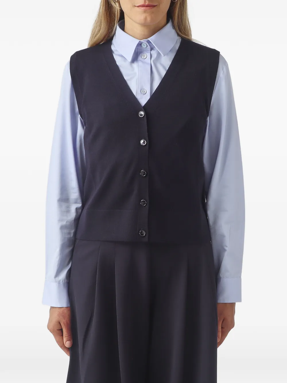 Max Mara V-neck button-up vest - Nero