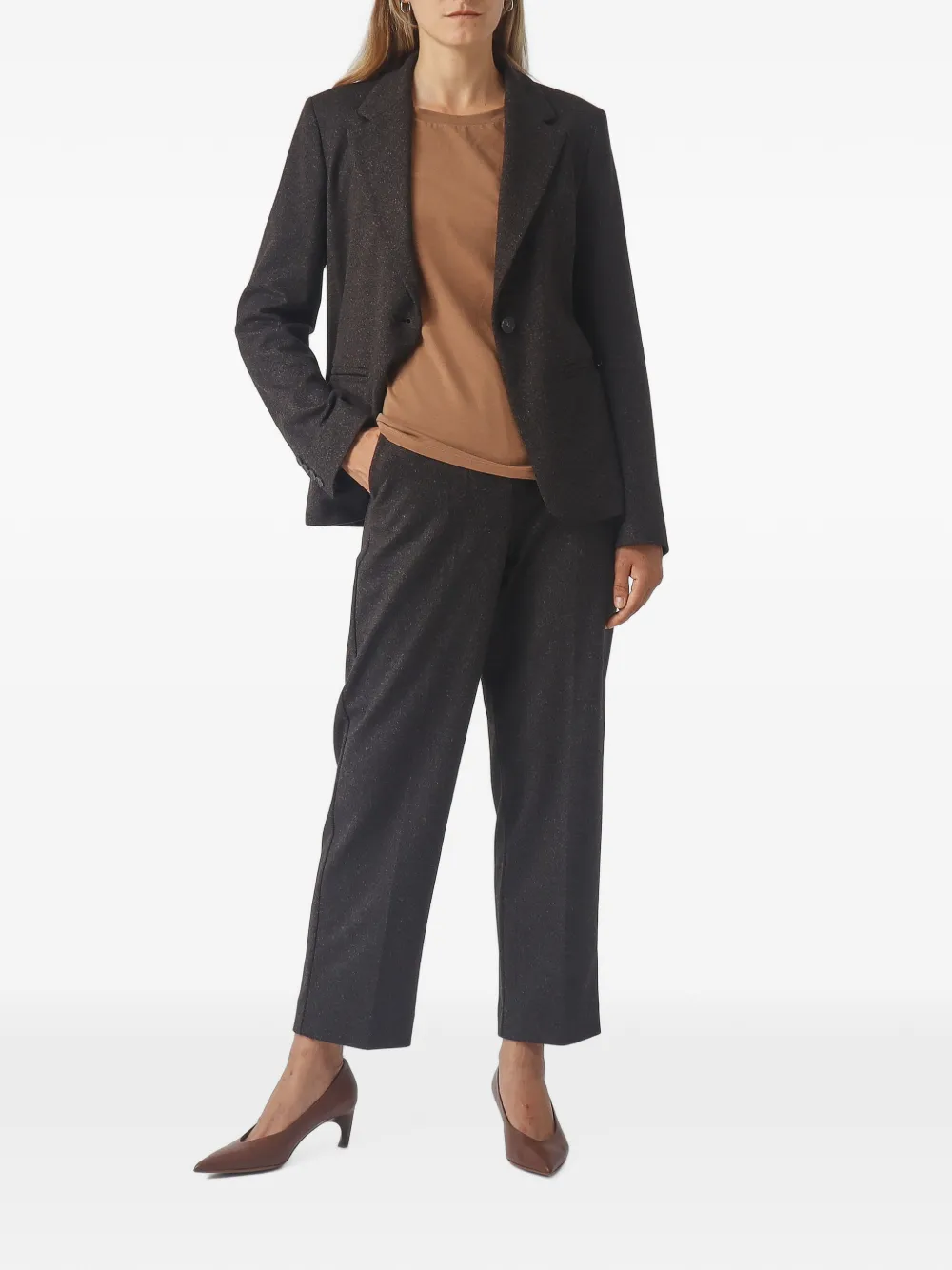 Max Mara Blazer met enkele rij knopen en gekerfde revers Bruin