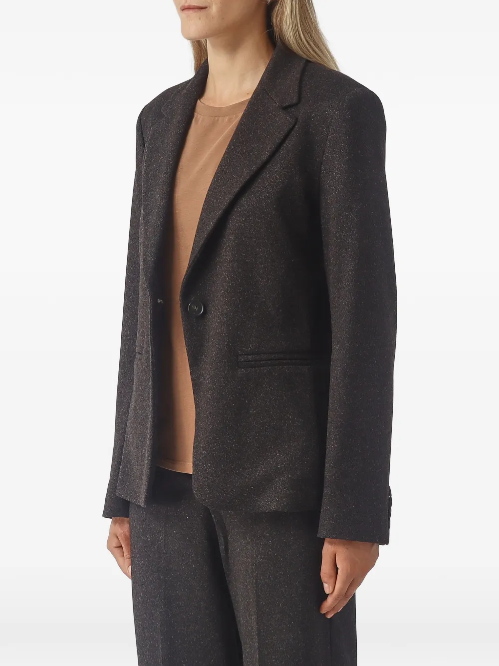 Max Mara Blazer met enkele rij knopen en gekerfde revers Bruin