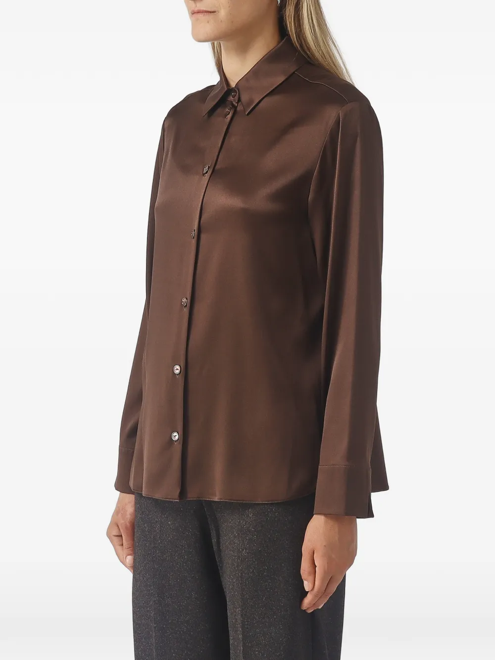 Max Mara Blouse met satijnen afwerking Bruin