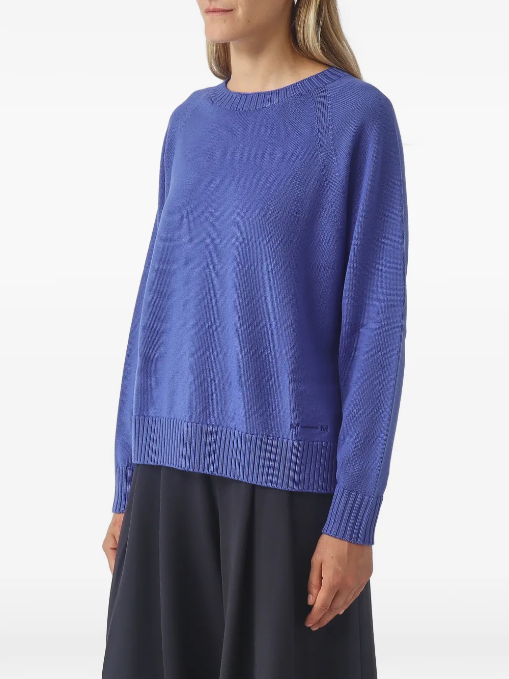 Max Mara Trui met raglan mouwen en geribbelde afwerking Blauw