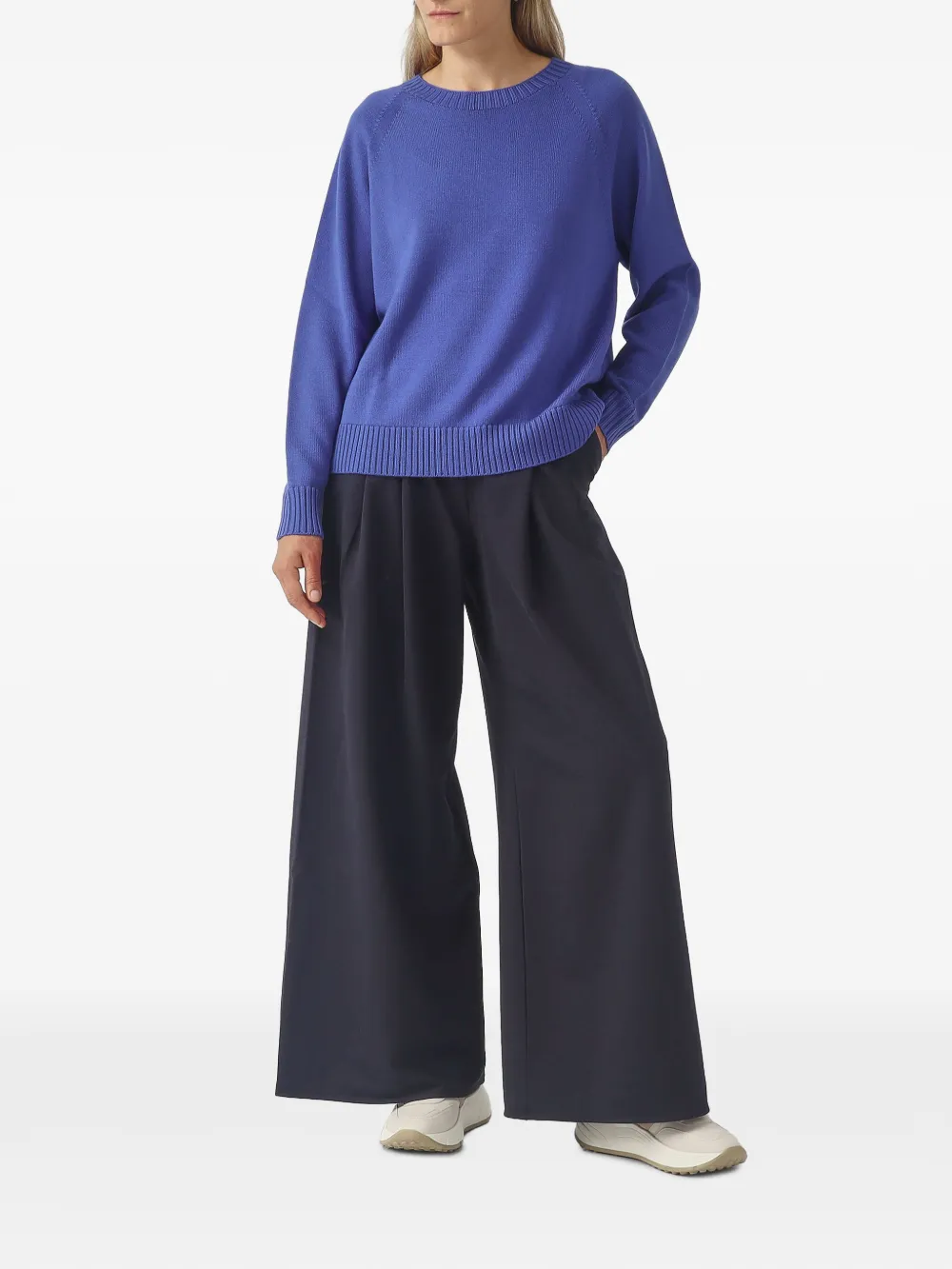 Max Mara Trui met raglan mouwen en geribbelde afwerking Blauw