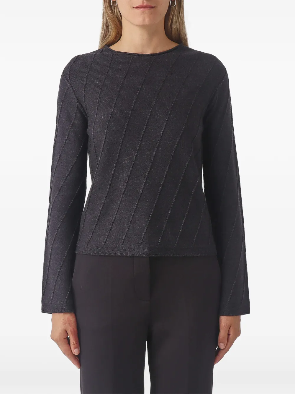 Max Mara Giochi diagonal-ribbed sweater - Grigio