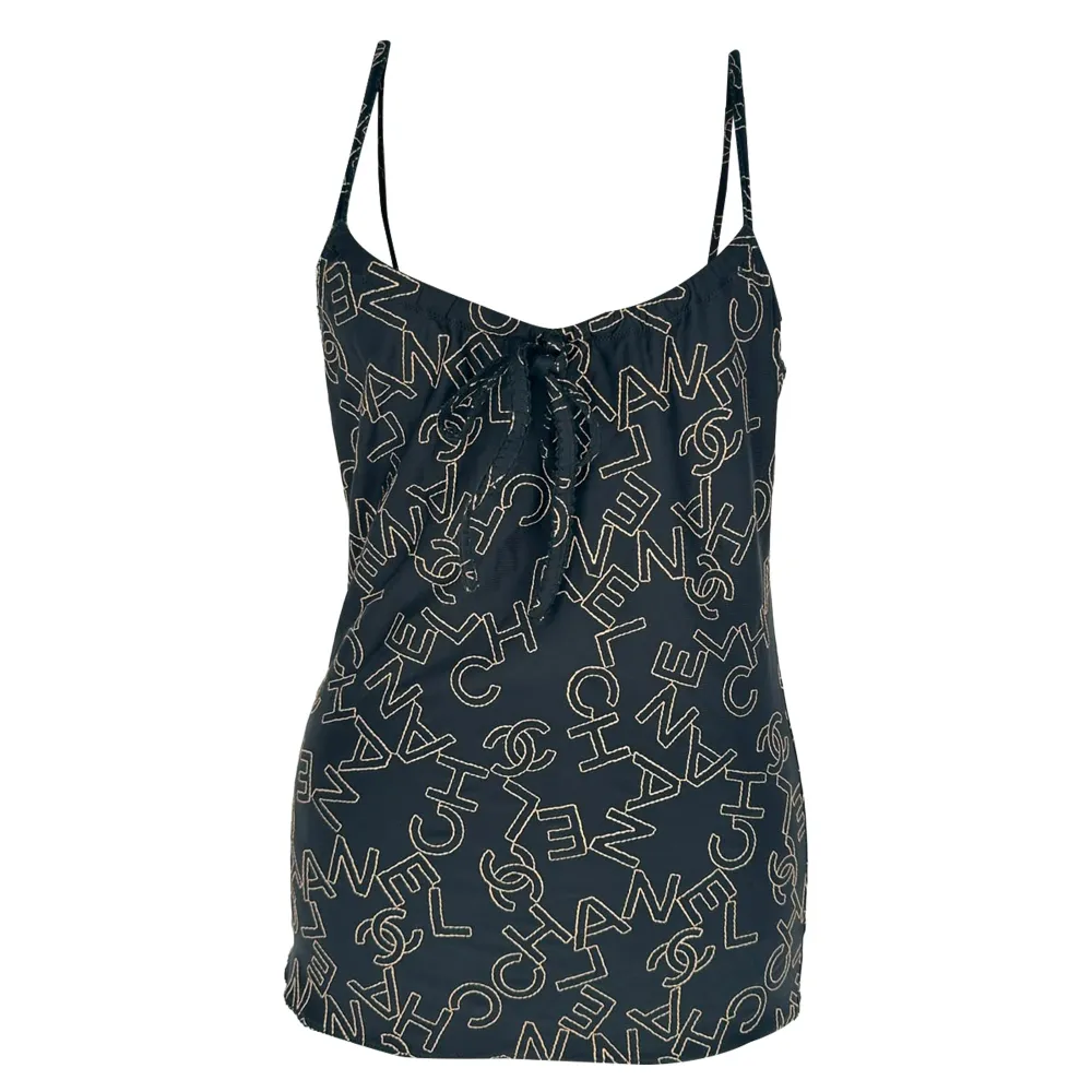CHANEL Pre-Owned Logo-embroidered tank top - Nero