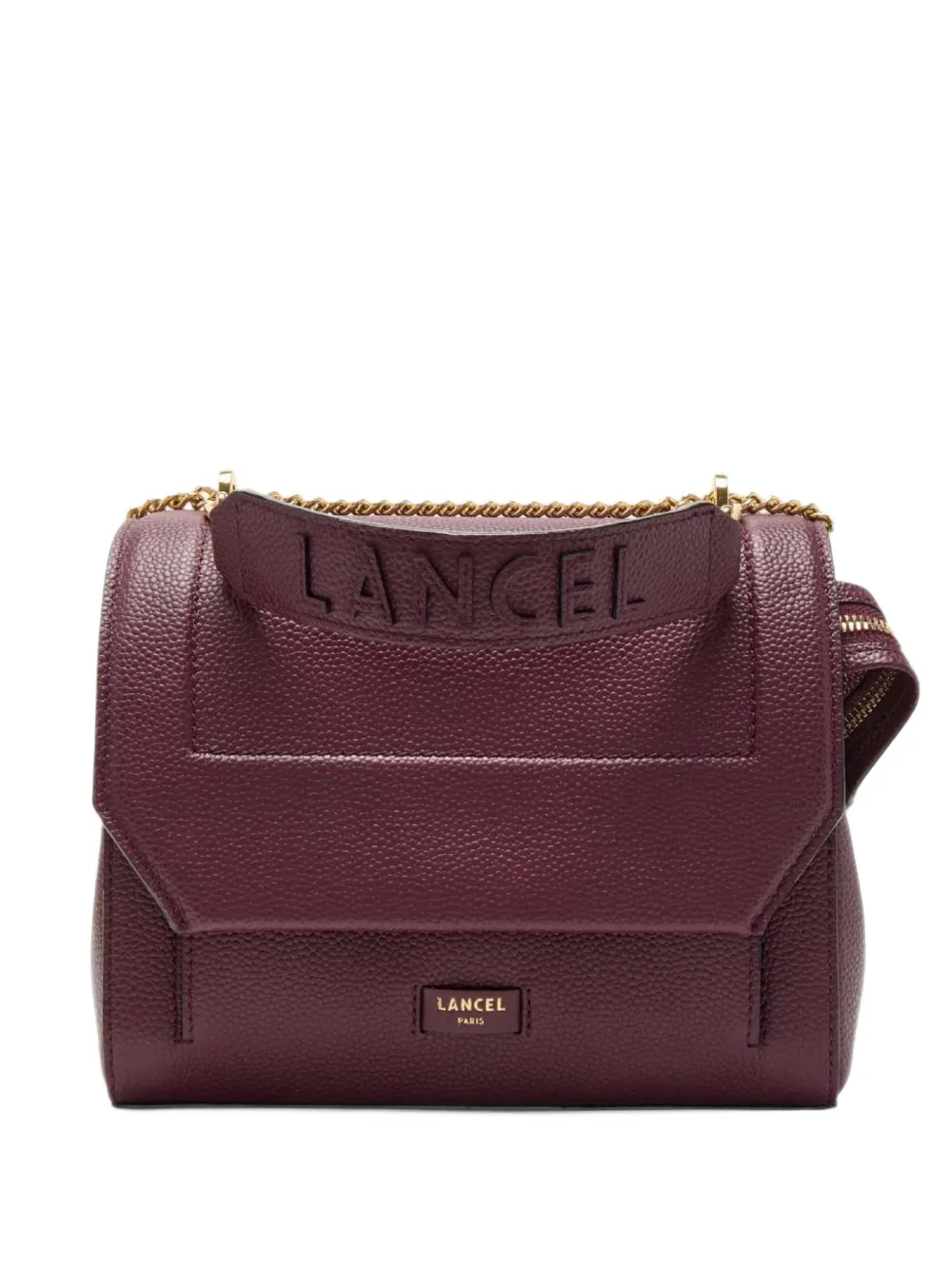 Lancel medium logo-embossed leather shoulder bag Rood
