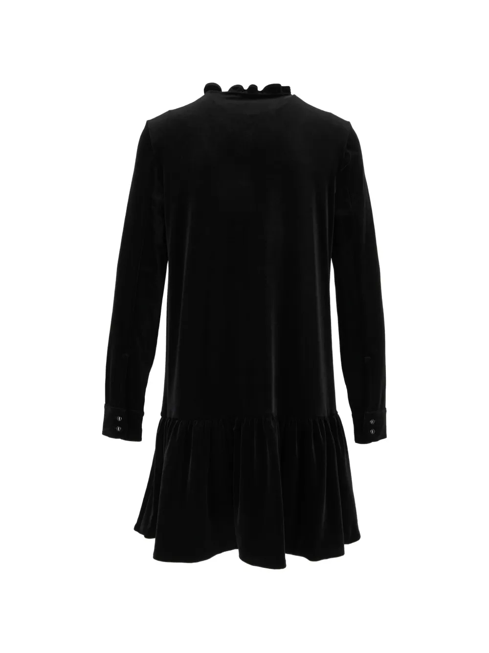 Emporio Armani Ruffled Velvet-finish Mini Dress in Black