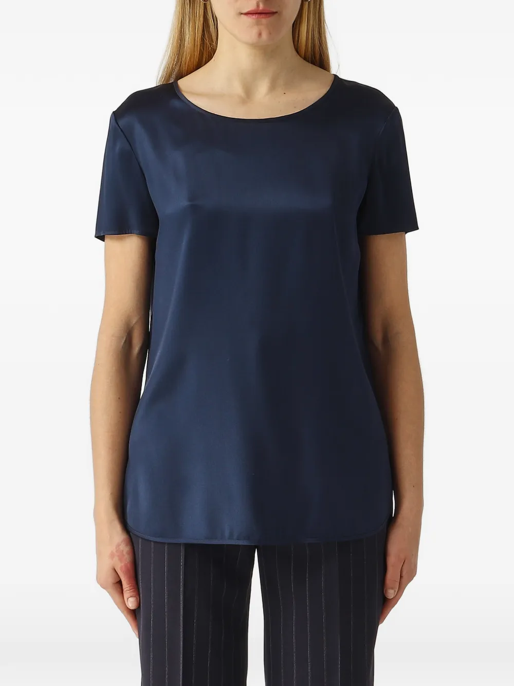 Max Mara Cortona satin-finish short-sleeve T-shirt - Blu
