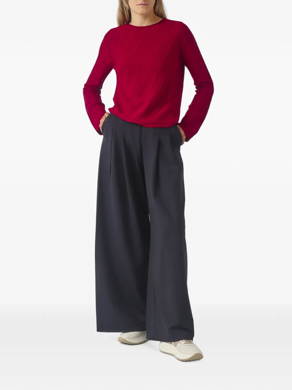 Max Mara Giochi geribbelde trui met diagonaal Rood