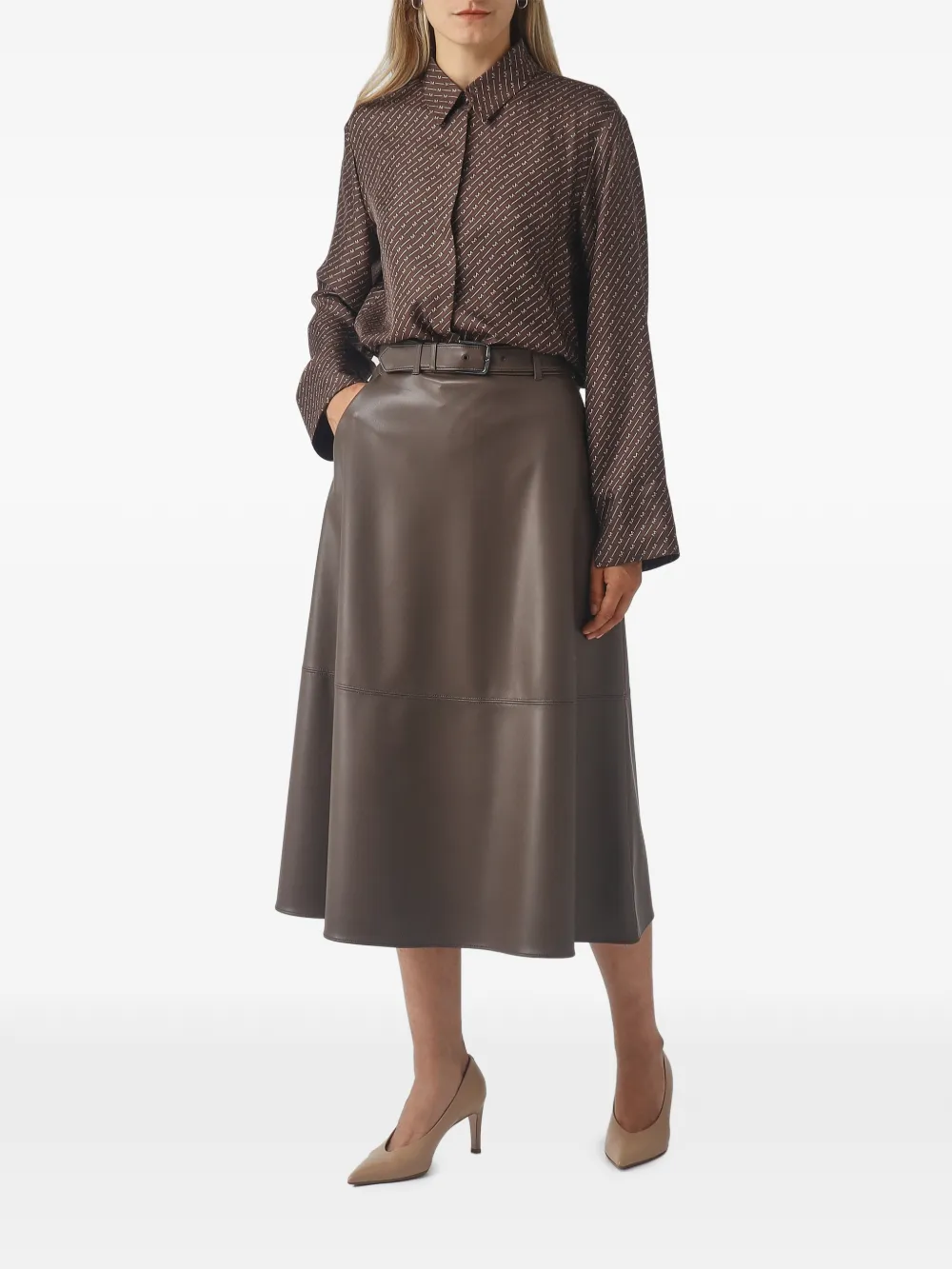 Max Mara Farea zijden blouse met monogramprint Bruin