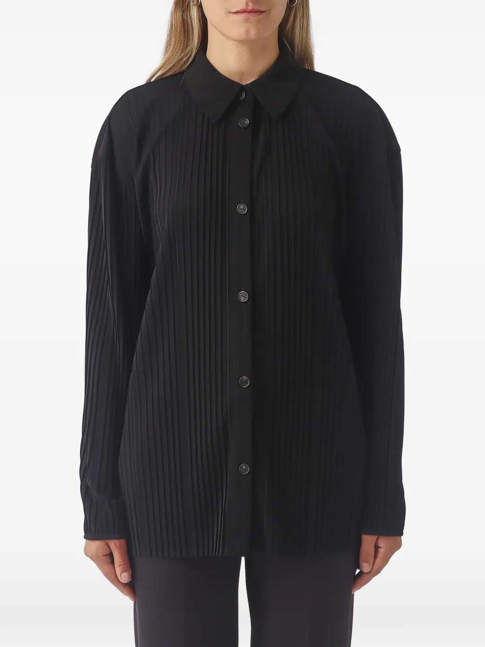 Max Mara pleated long-sleeve shirt - Nero