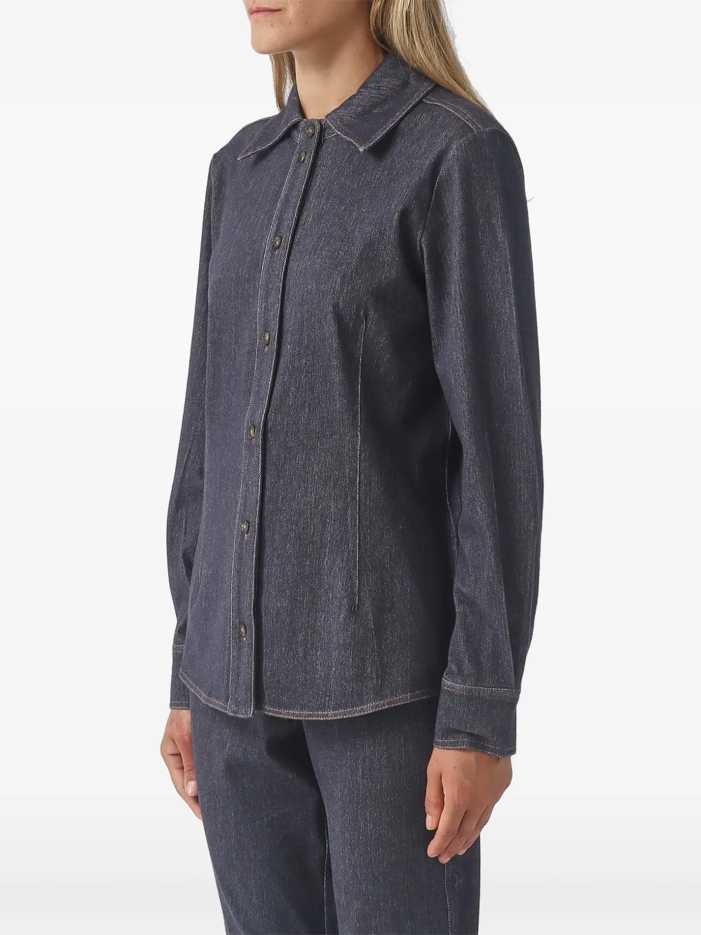 Max Mara Blouse met contrasterend stiksel Blauw