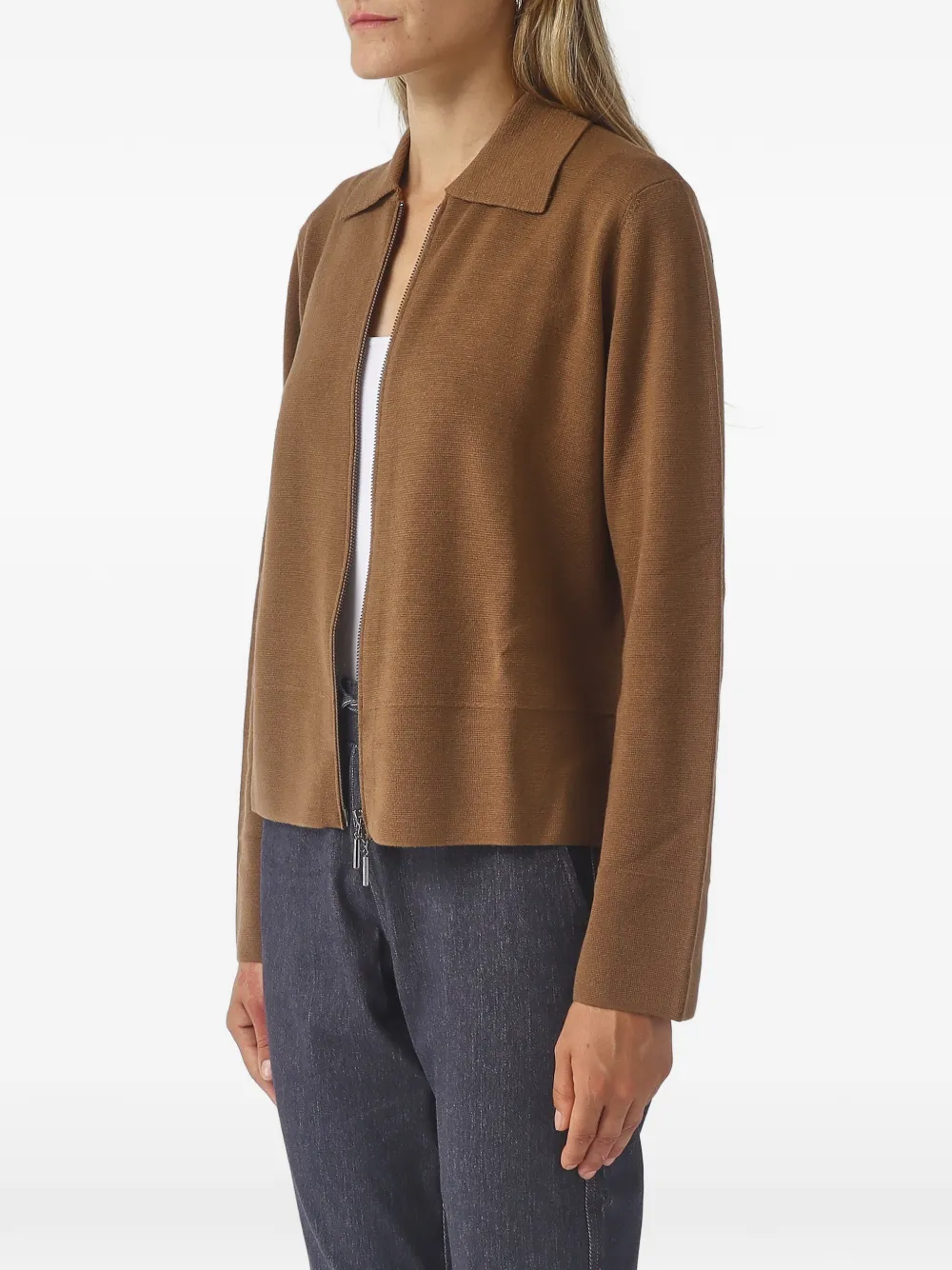 Max Mara Vest met rits en kraag Bruin