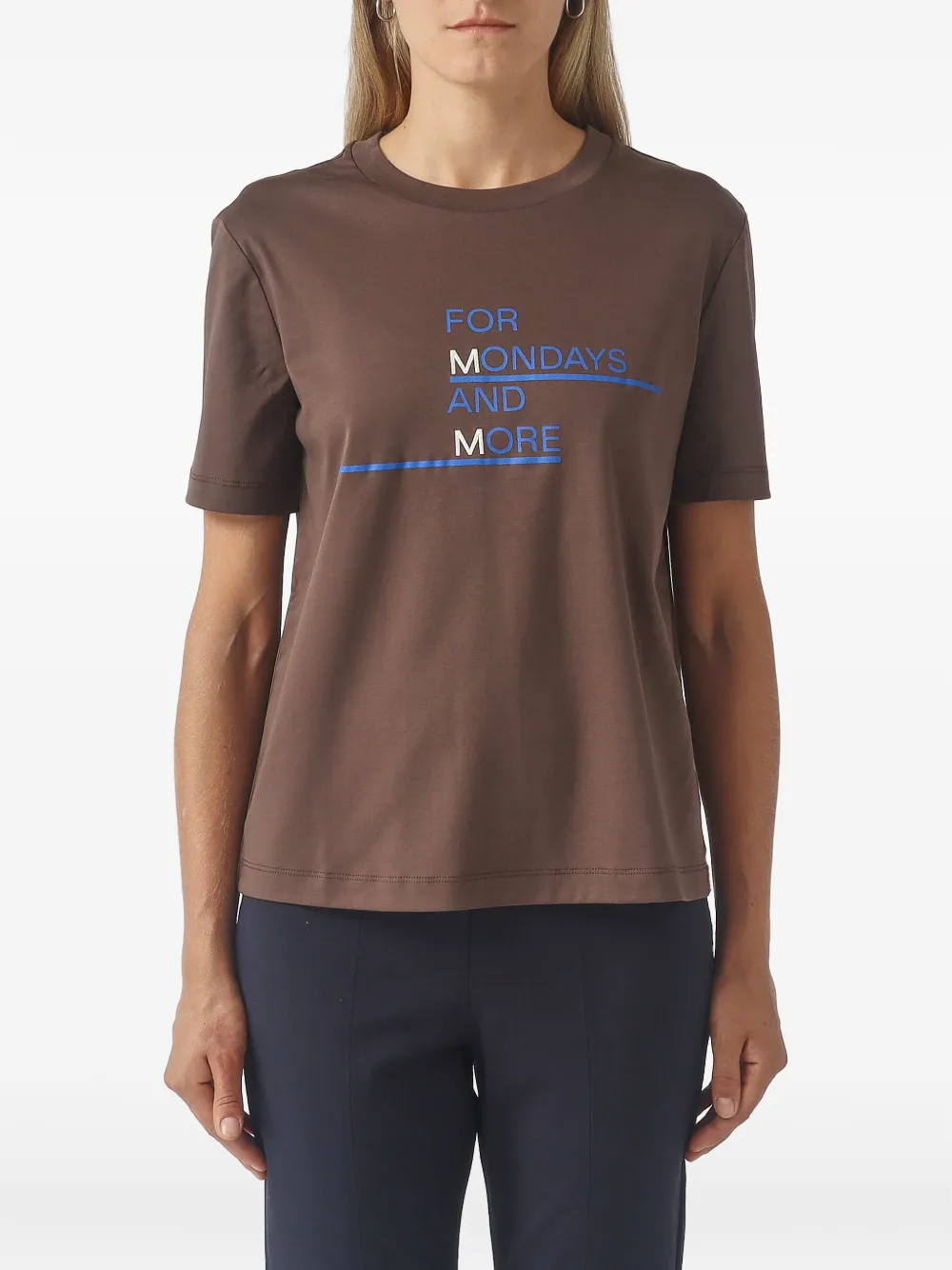 Max Mara Rollio slogan-print T-shirt - Marrone