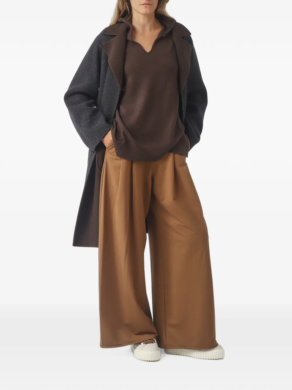 Max Mara Tartina double-breasted notch-lapels coat Grijs