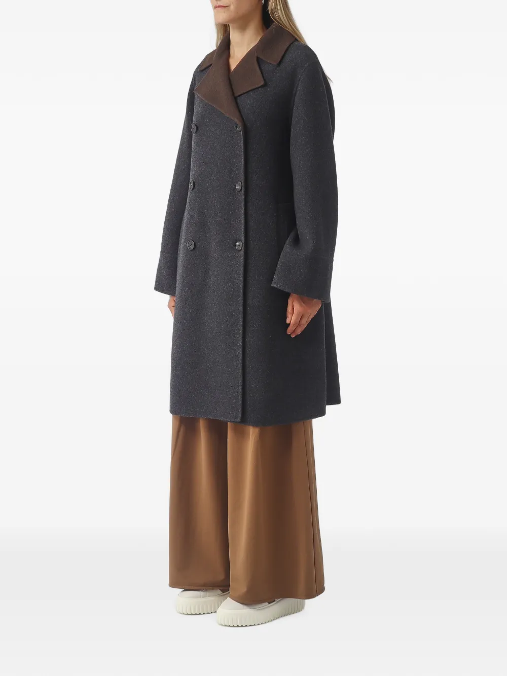 Max Mara Tartina double-breasted notch-lapels coat Grijs