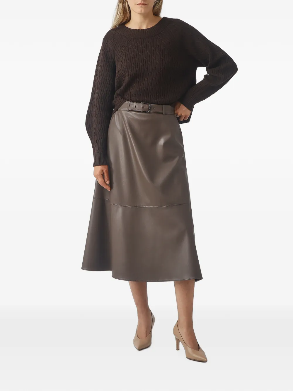 Max Mara Kabala cable-knit raglan-sleeve sweater Bruin