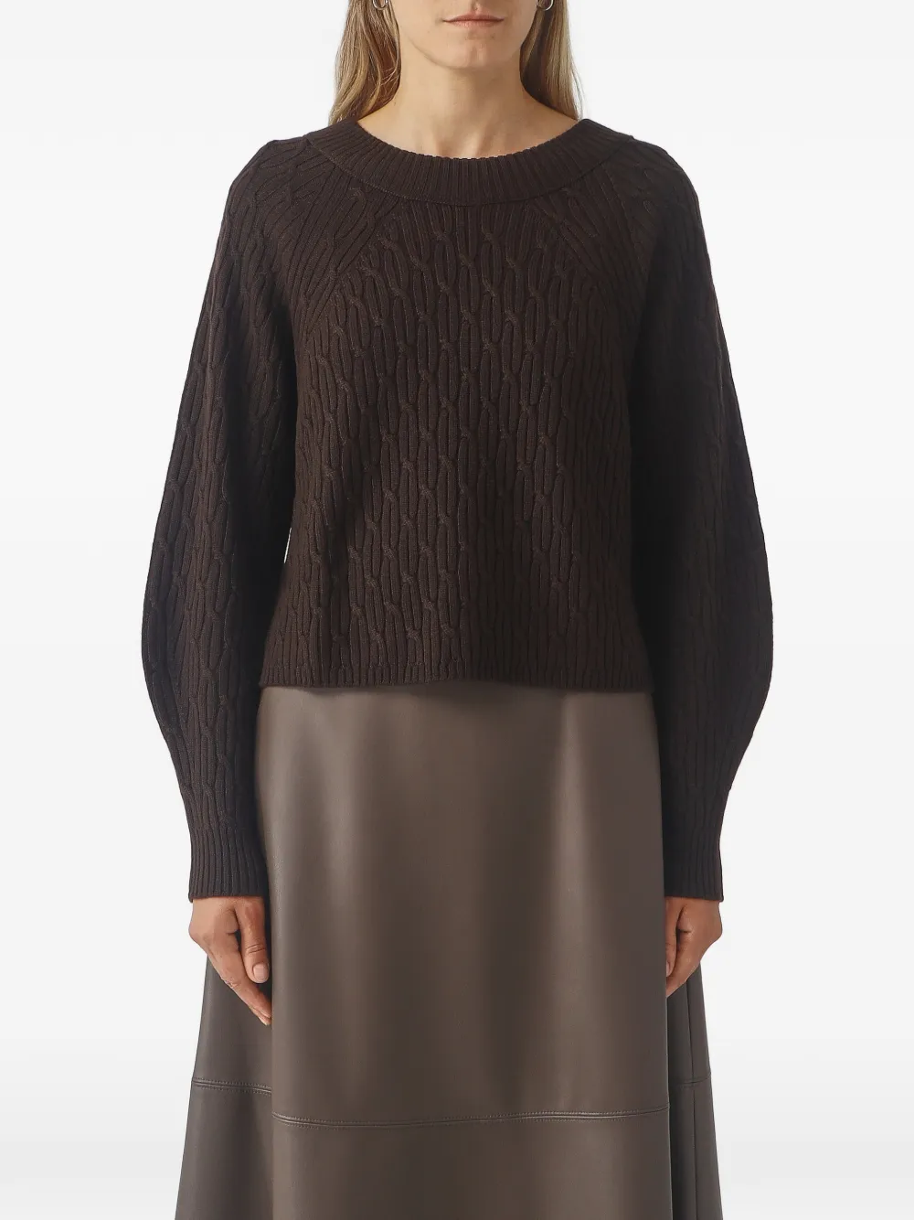 Max Mara Kabala cable-knit raglan-sleeve sweater Bruin