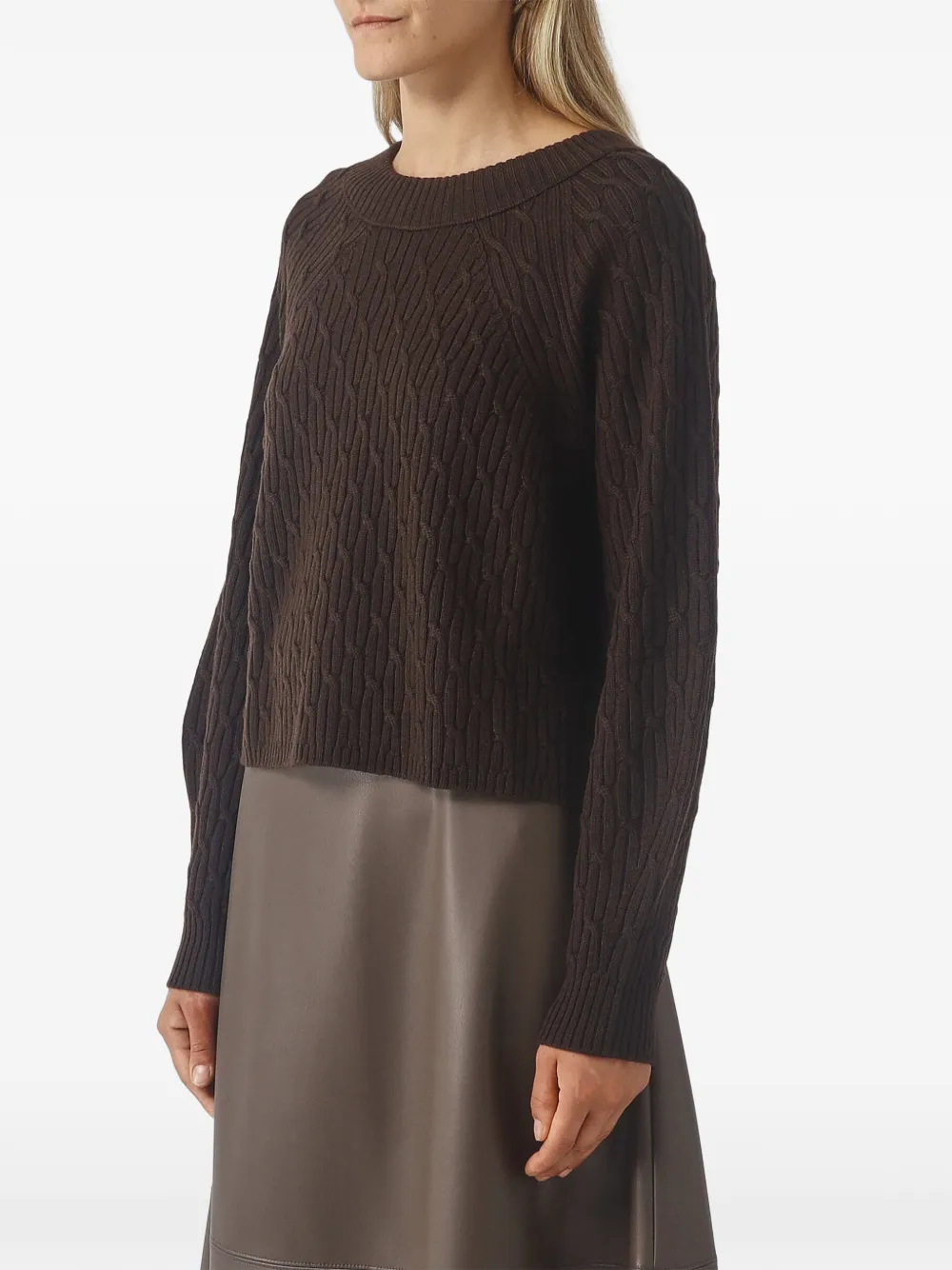 Max Mara Kabala cable-knit raglan-sleeve sweater Bruin