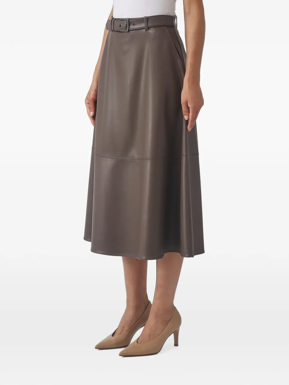 Max Mara belted A-line midi skirt Bruin