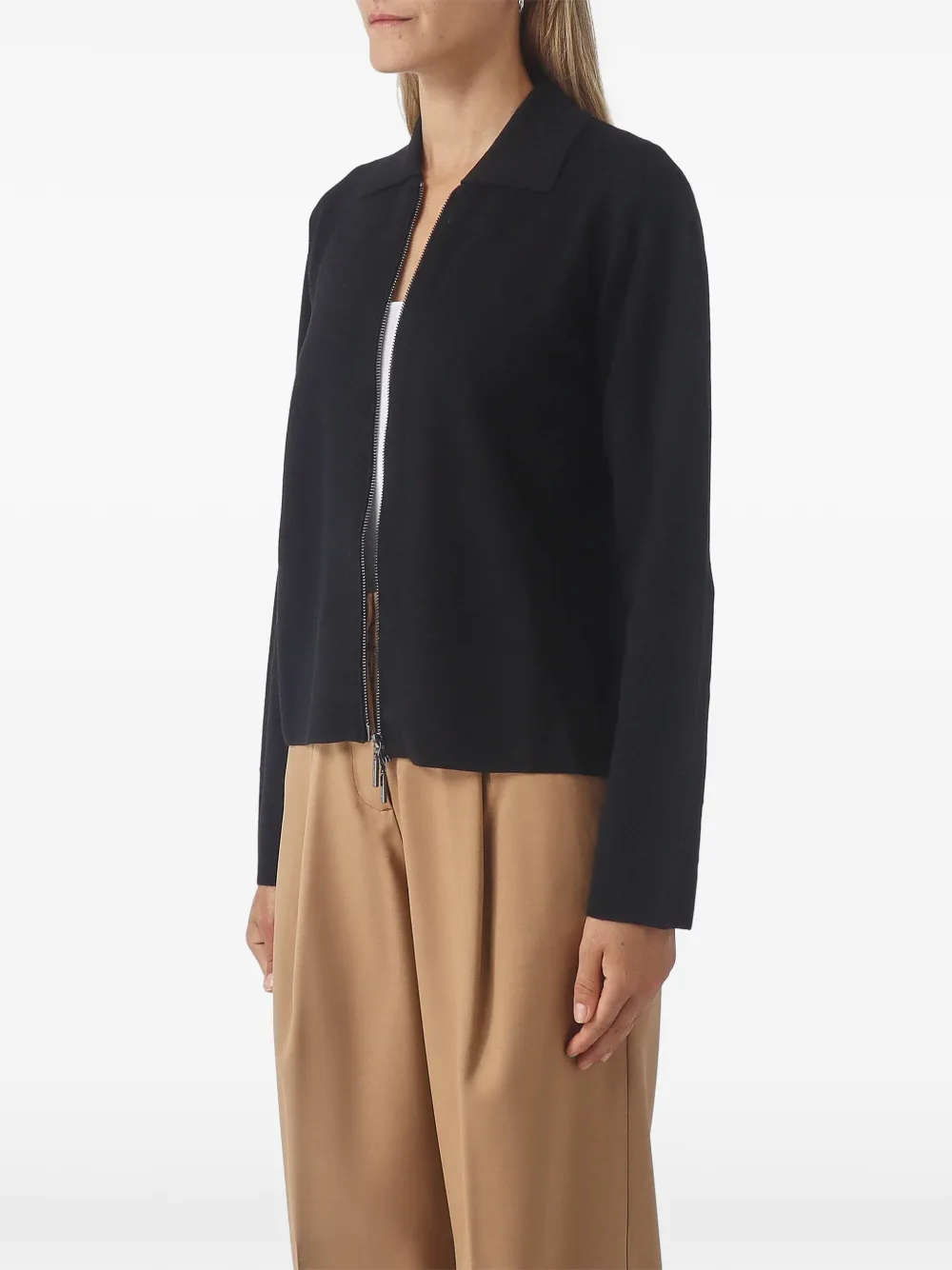 Max Mara Vest met rits en kraag Zwart