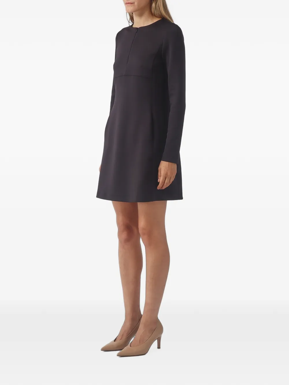 Max Mara long-sleeve A-line mini dress Zwart