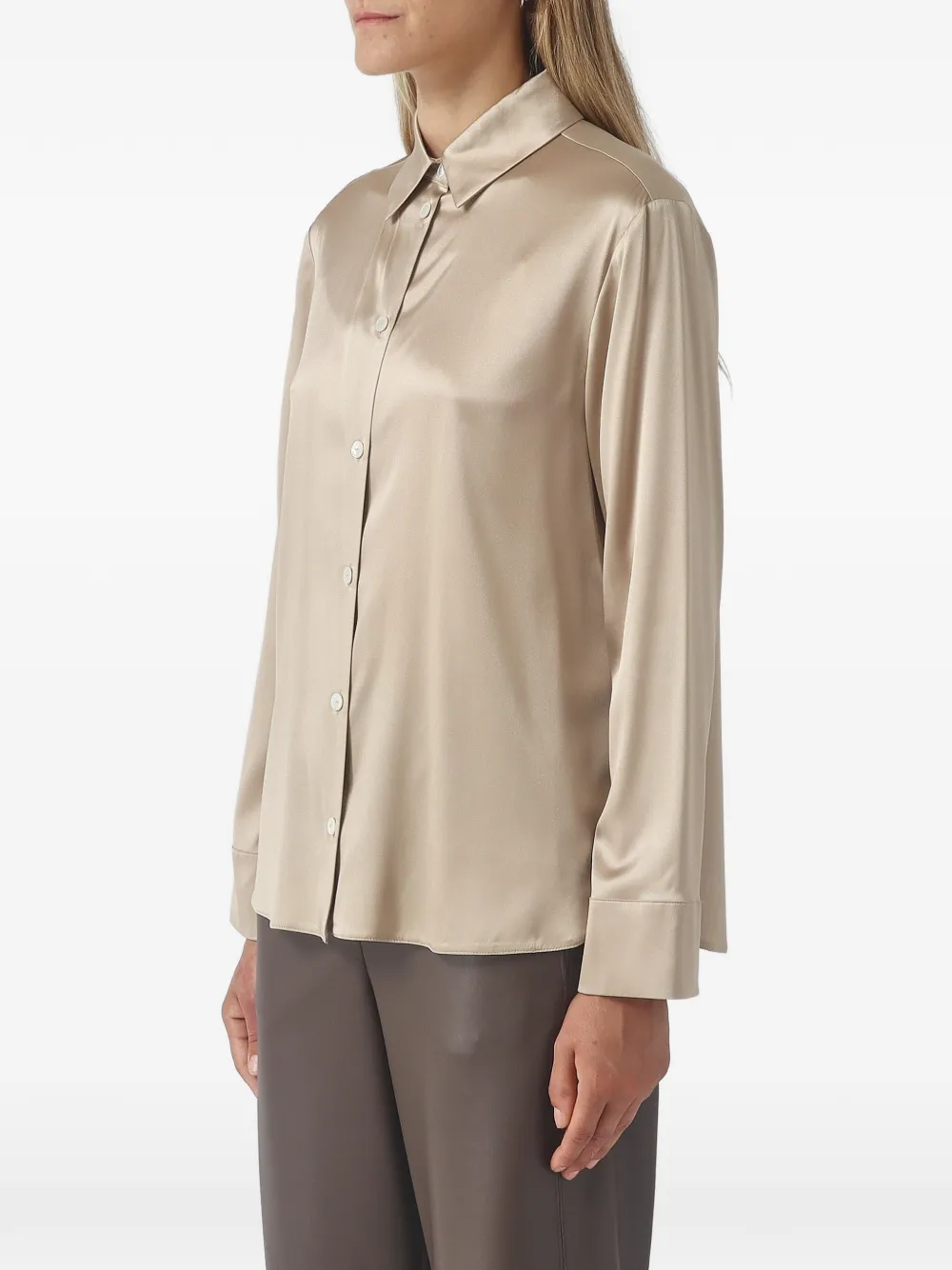 Max Mara Blouse met satijnen afwerking Beige