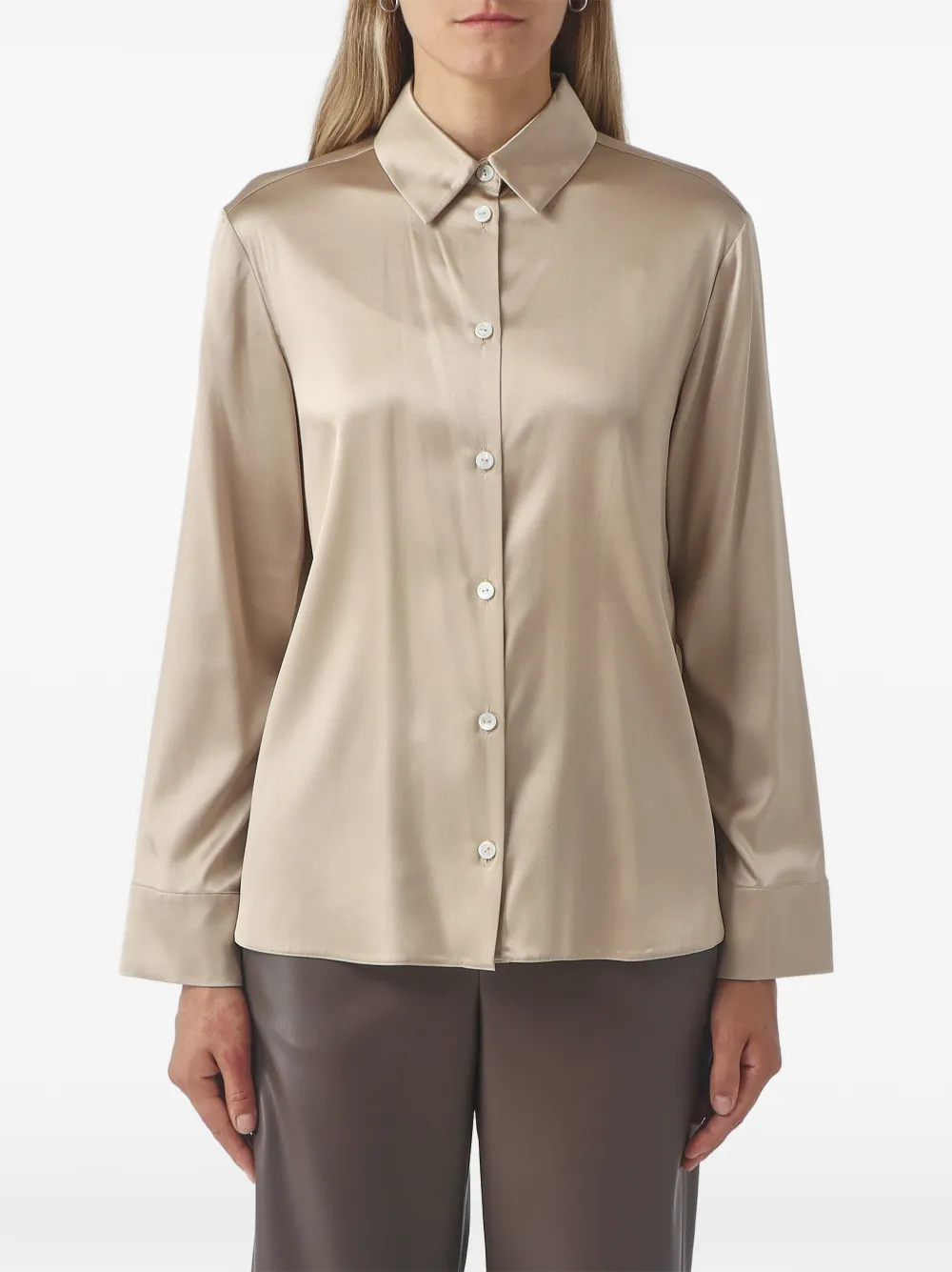 Max Mara satin-finish button-up shirt