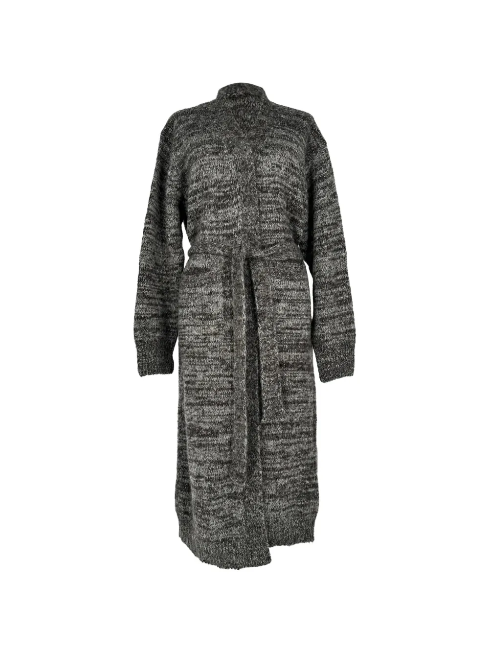 Dries Van Noten Pre-Owned belted long-sleeve cardigan - Grigio
