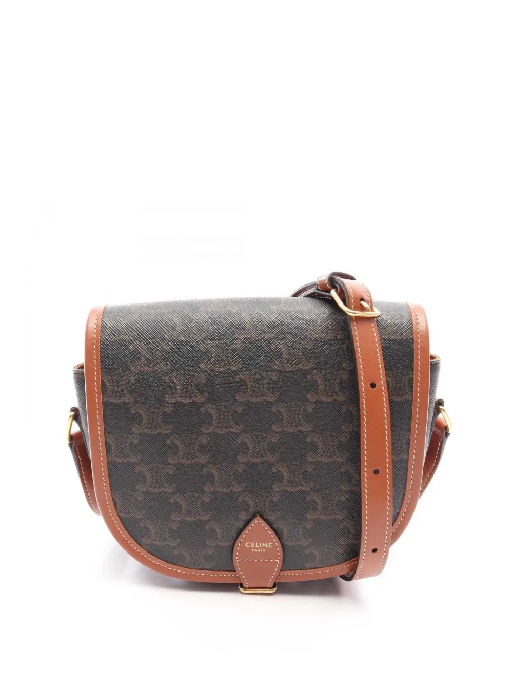 Celine Pre-Owned 2000-2026 Medium Triomphe Coated Canvas Folco crossbody bag - Marrone