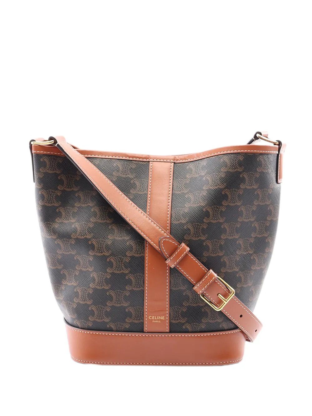 Celine Pre-Owned 2000-2026 Small Triomphe Coated Canvas bucket bag - Marrone