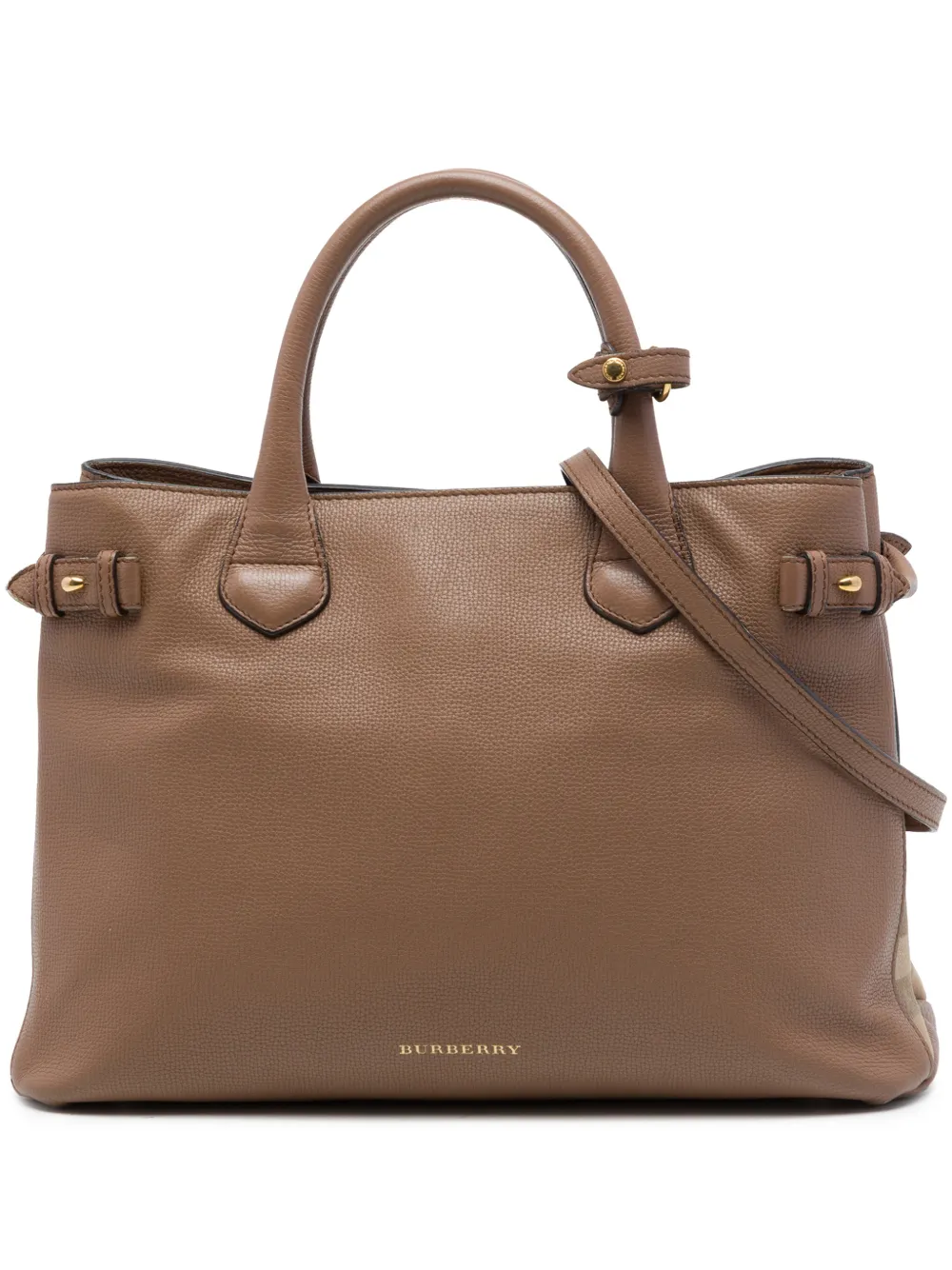 Burberry Pre-Owned 2000-2017 Medium Calfskin and House Check Banner satchel - Marrone