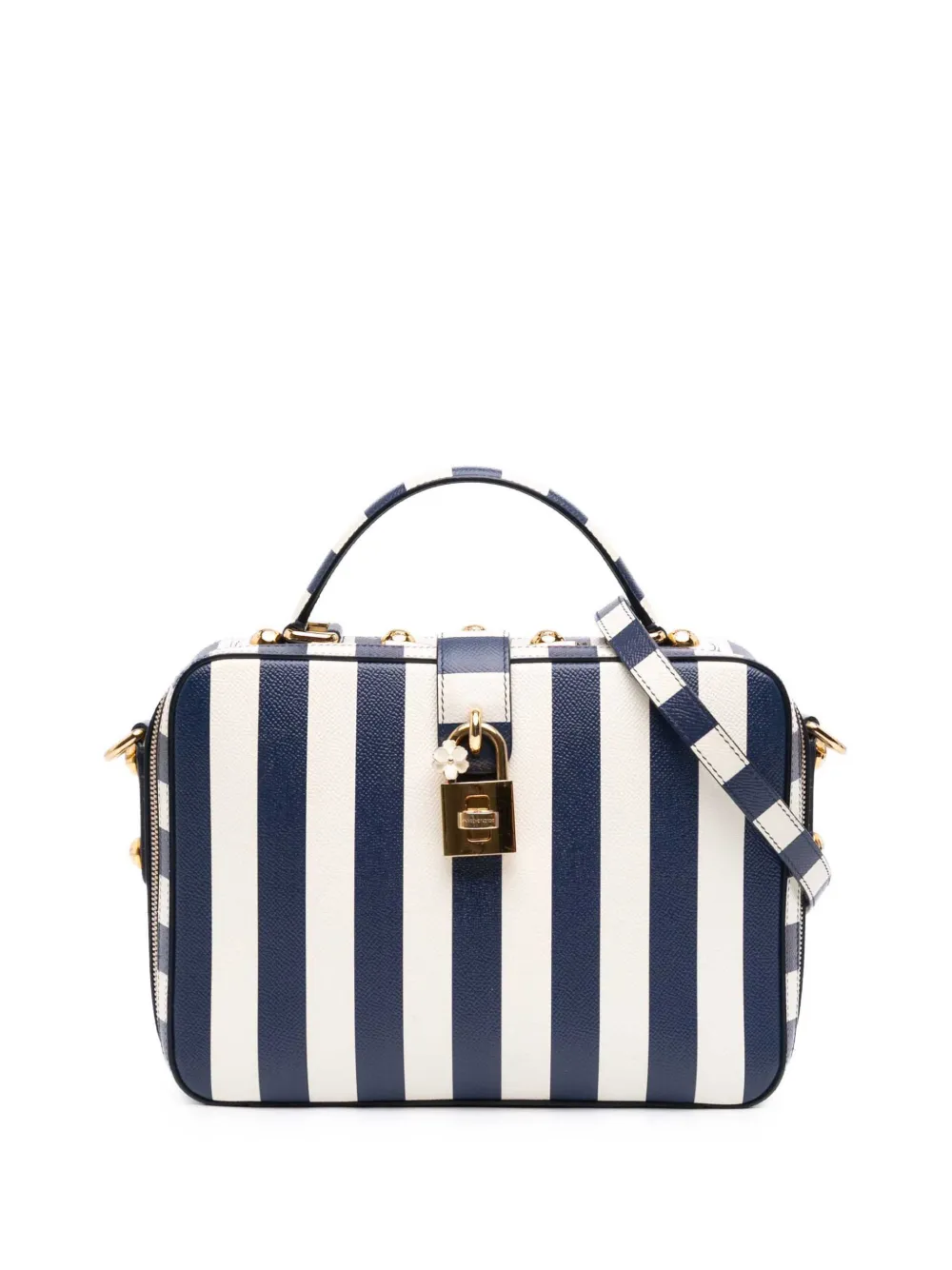 Dolce & Gabbana Pre-Owned 2010-2026 gestreifte Satchel-Tasche aus Leder - Blau