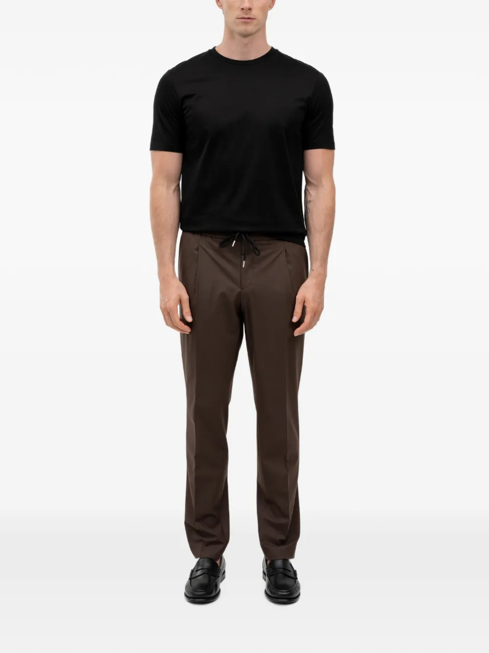 HUGO Slim-fit broek van een superflex wolblend Bruin
