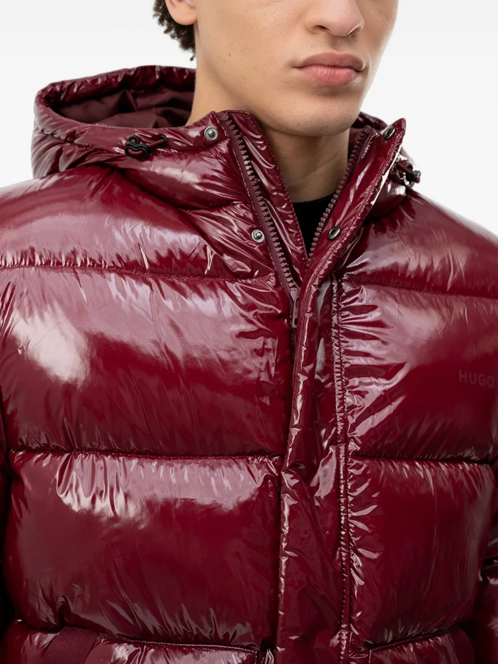 HUGO Waterafstotend donsjack met tonaal logo Rood