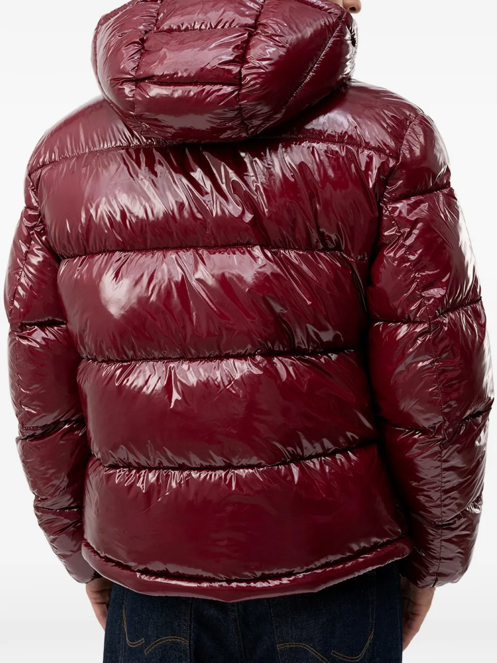 HUGO Waterafstotend donsjack met tonaal logo Rood