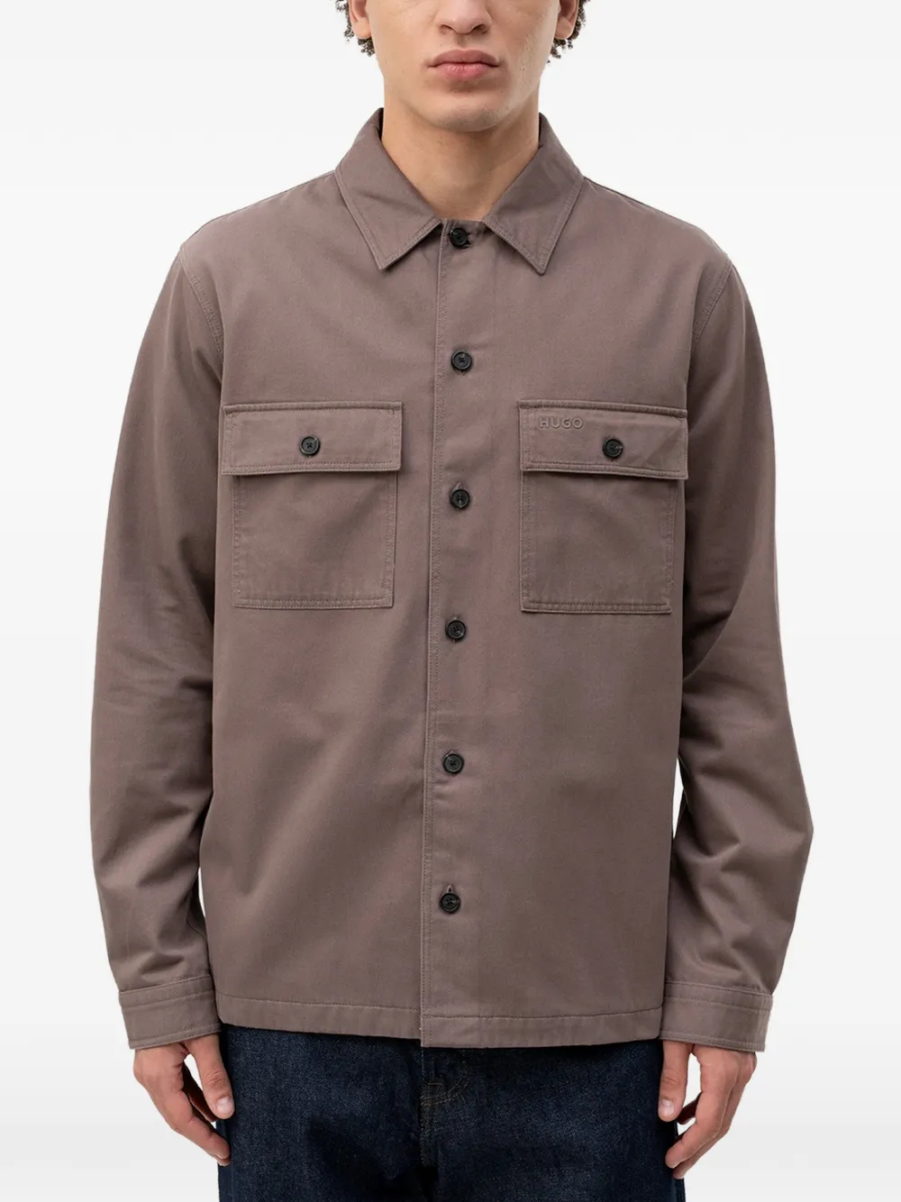 HUGO flap-pocket overshirt - Marrone
