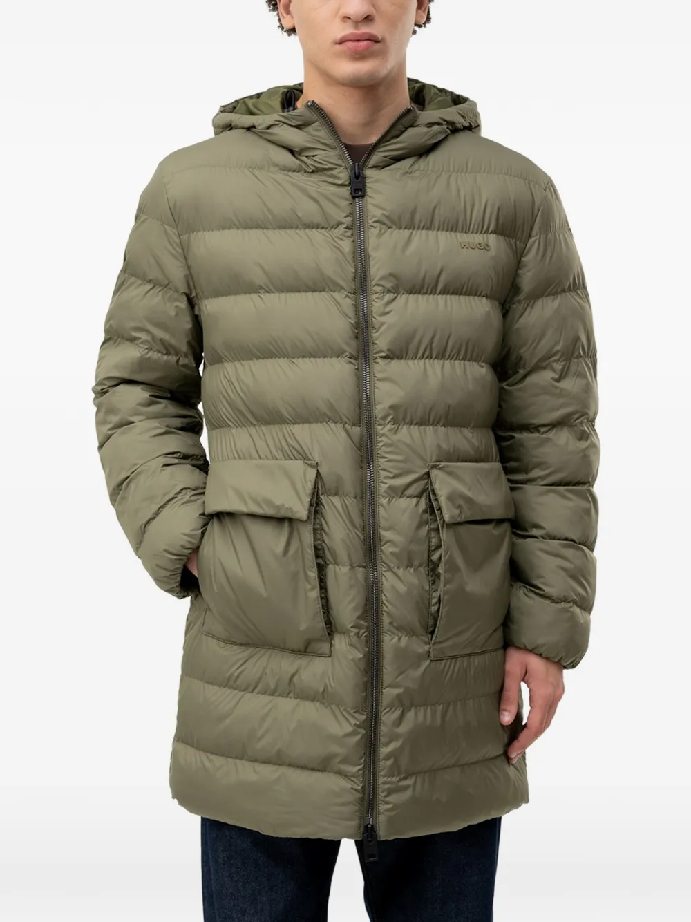 HUGO quilted hooded padded jacket - Verde