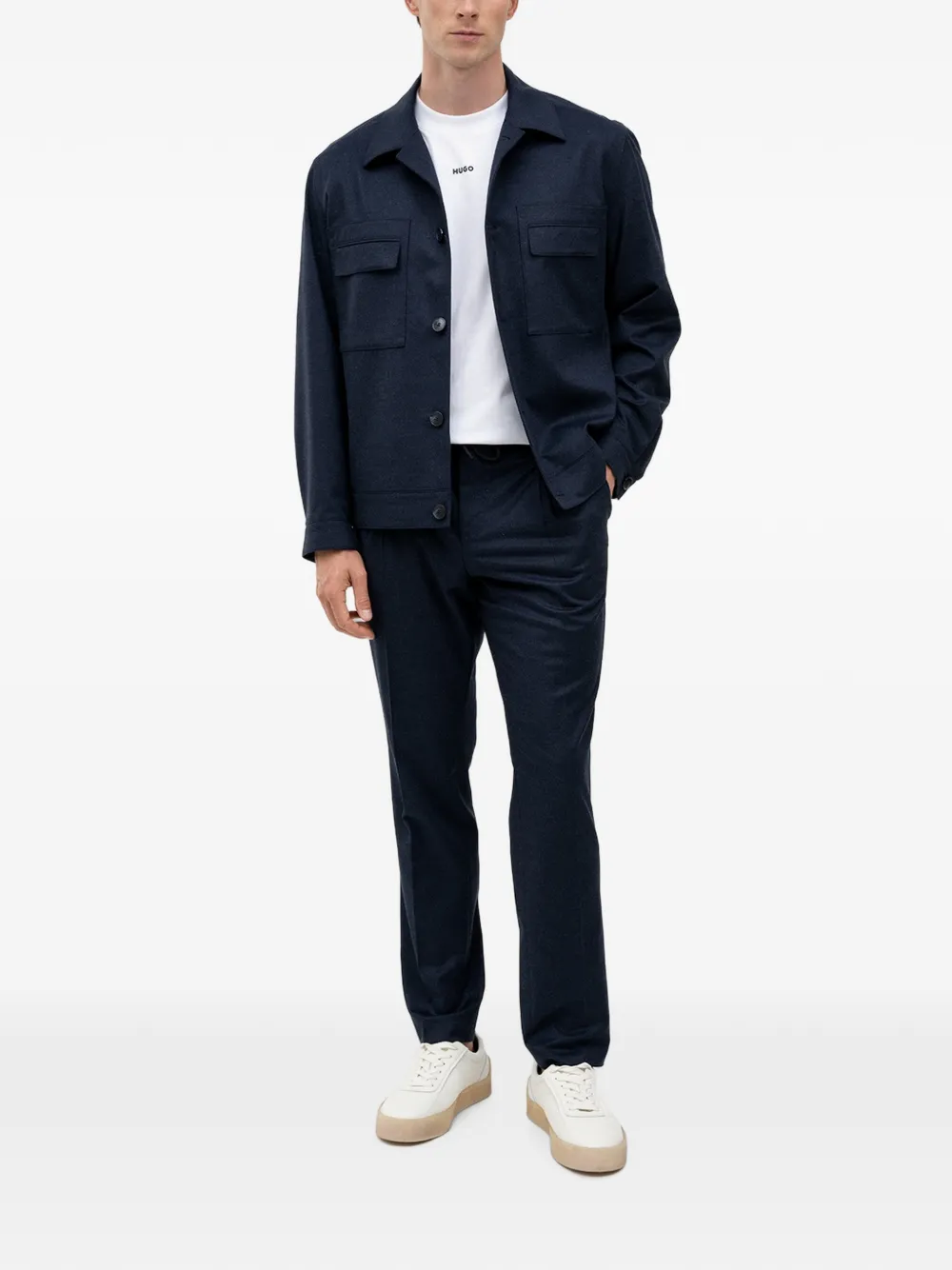 HUGO Shirtjack met opgestikte zakken Blauw