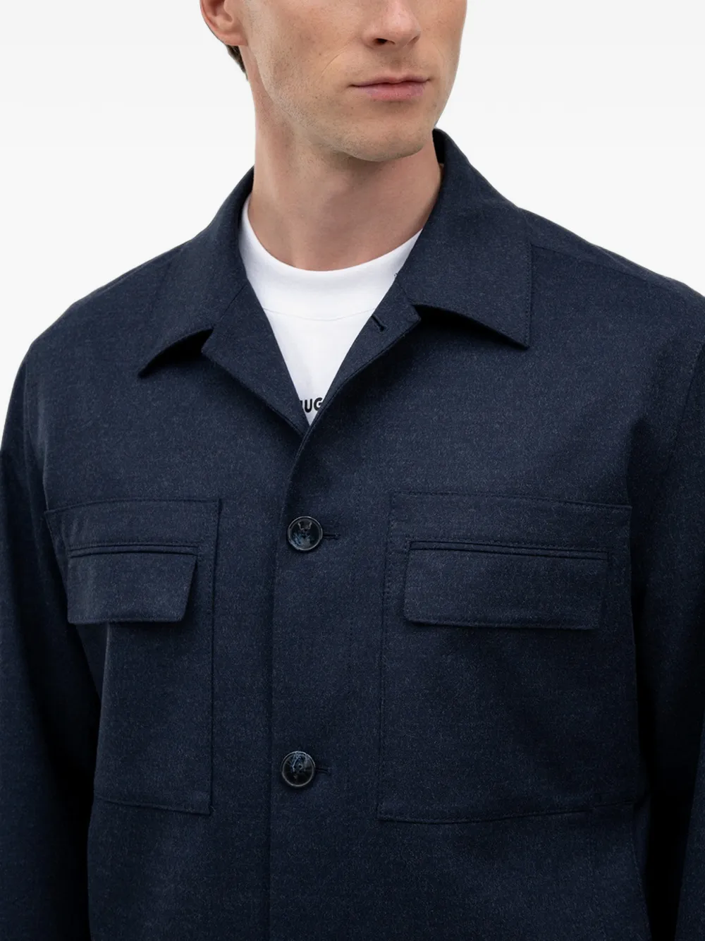 HUGO Shirtjack met opgestikte zakken Blauw
