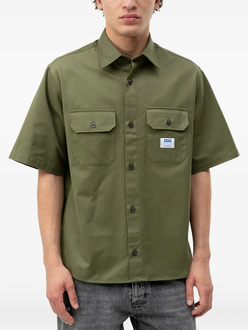 HUGO logo-patch short-sleeve shirt