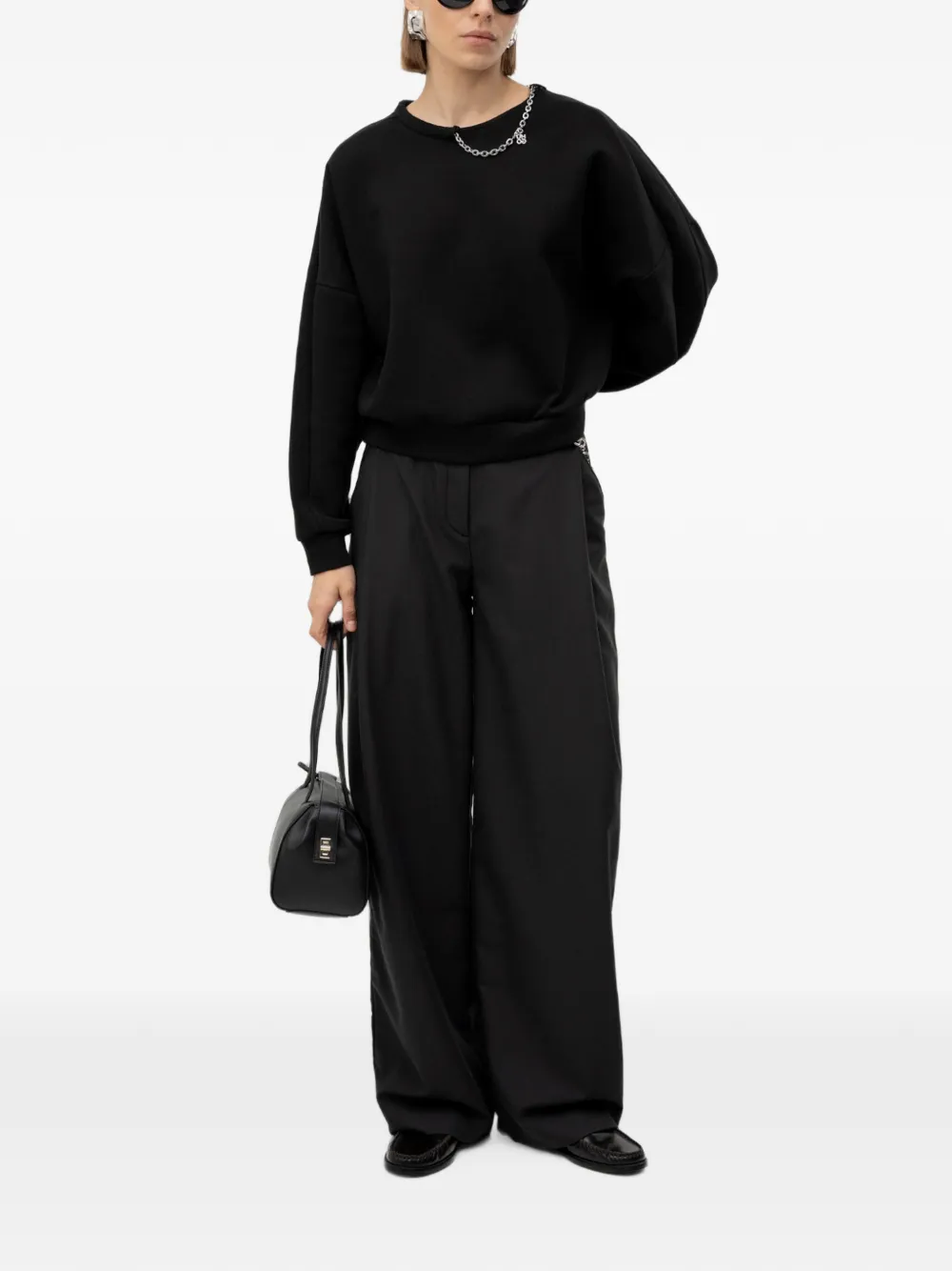 HUGO Sweater met kettingdetail Zwart