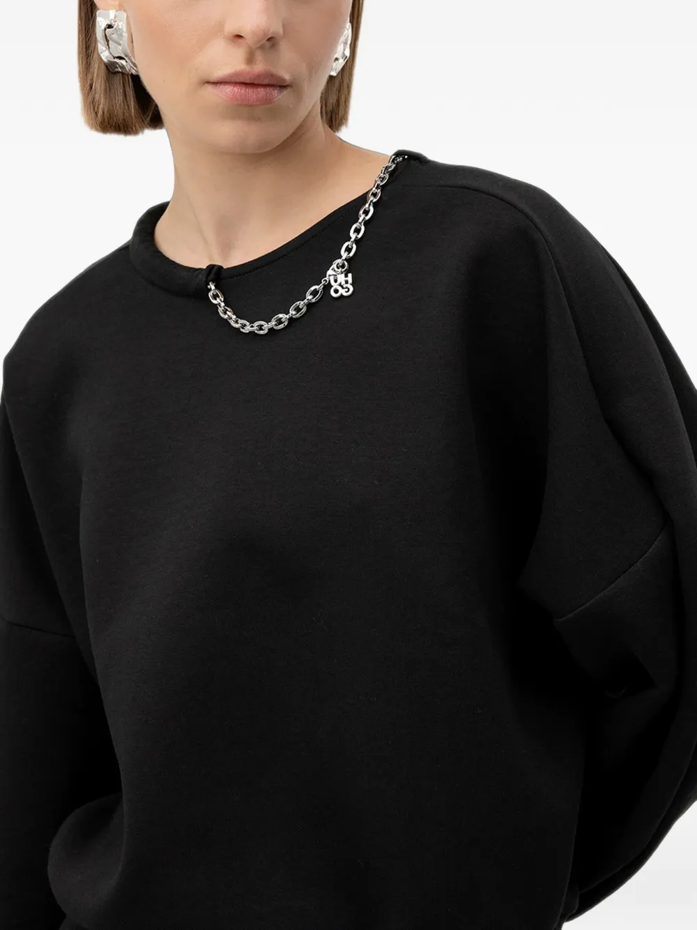 HUGO Sweater met kettingdetail Zwart