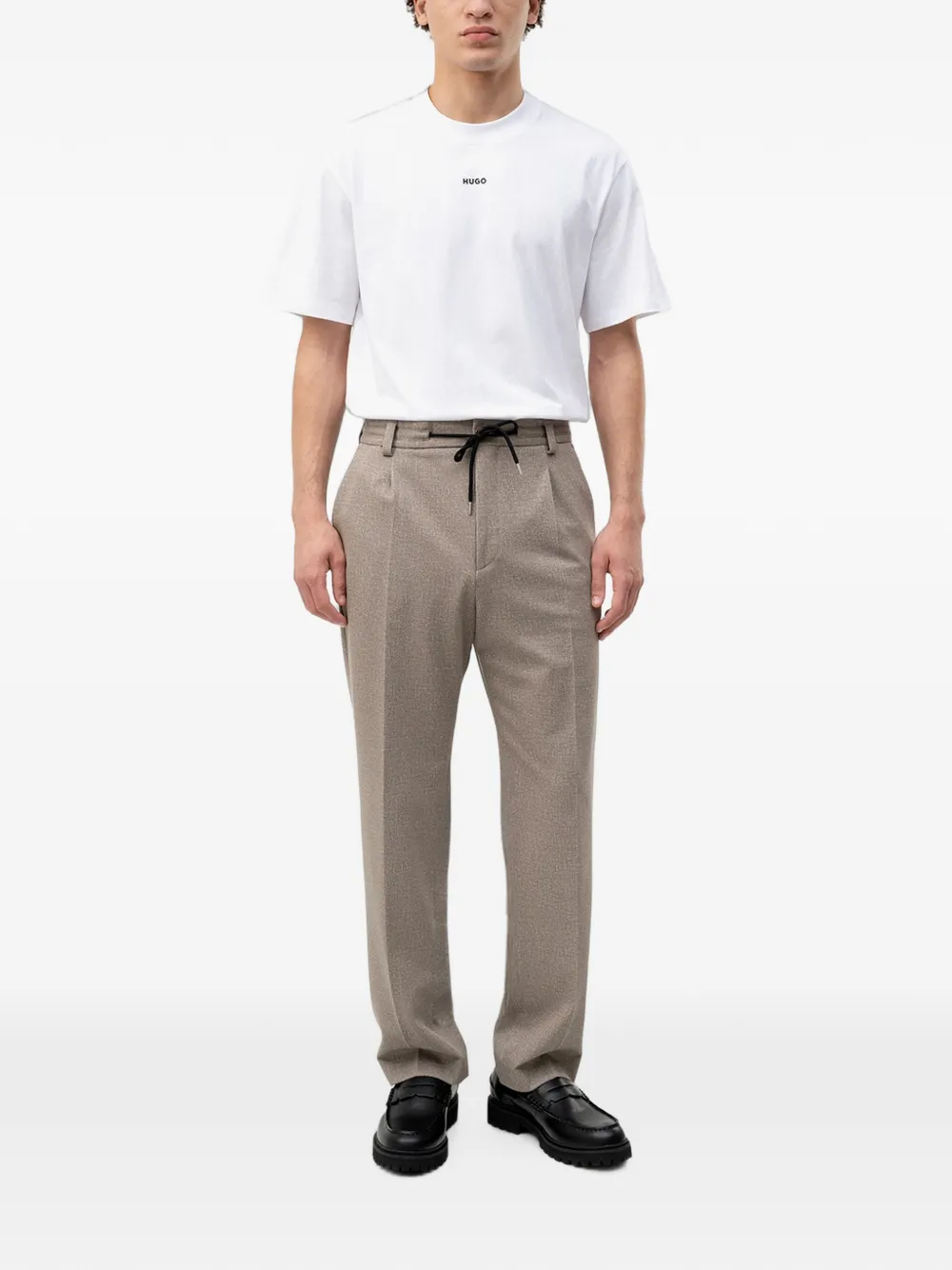 HUGO Plooibroek met trekkoordtaille Beige